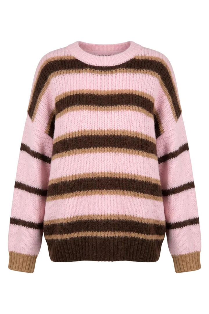 A-Bee - Hallie 6136 - Camel / Pink / Brown Stripe Strikbluser 