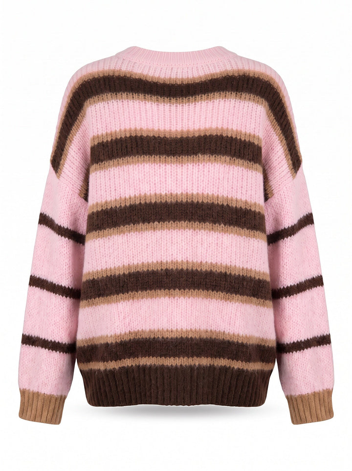 A-Bee - Hallie 6136 - Camel / Pink / Brown Stripe Strikbluser 