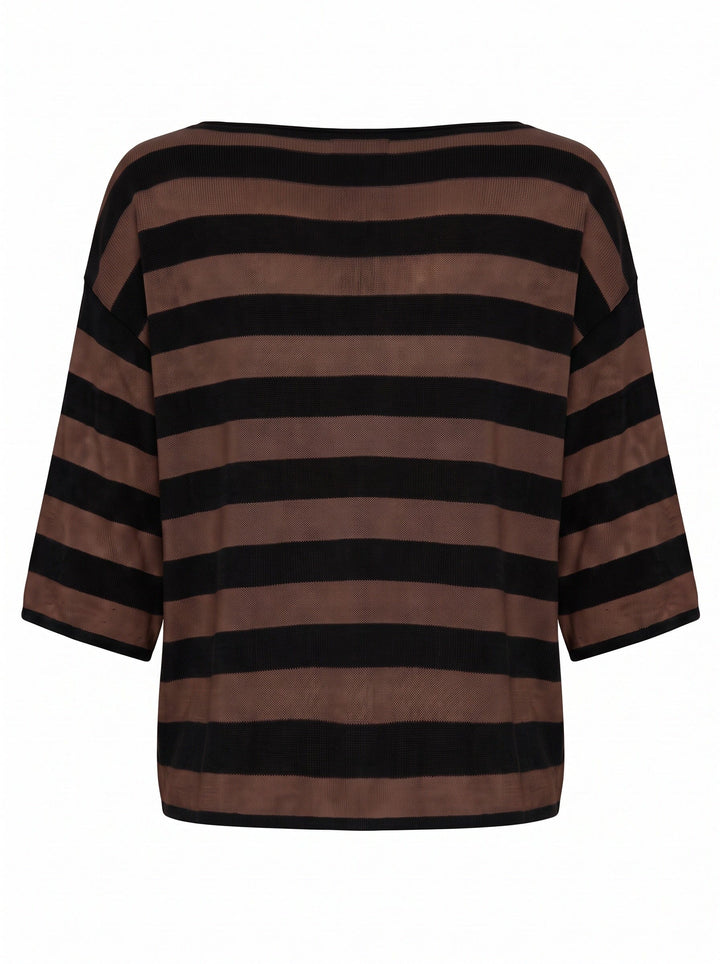 A-Bee - Ivy 70125 - Black / Brown Stripe T-shirts 