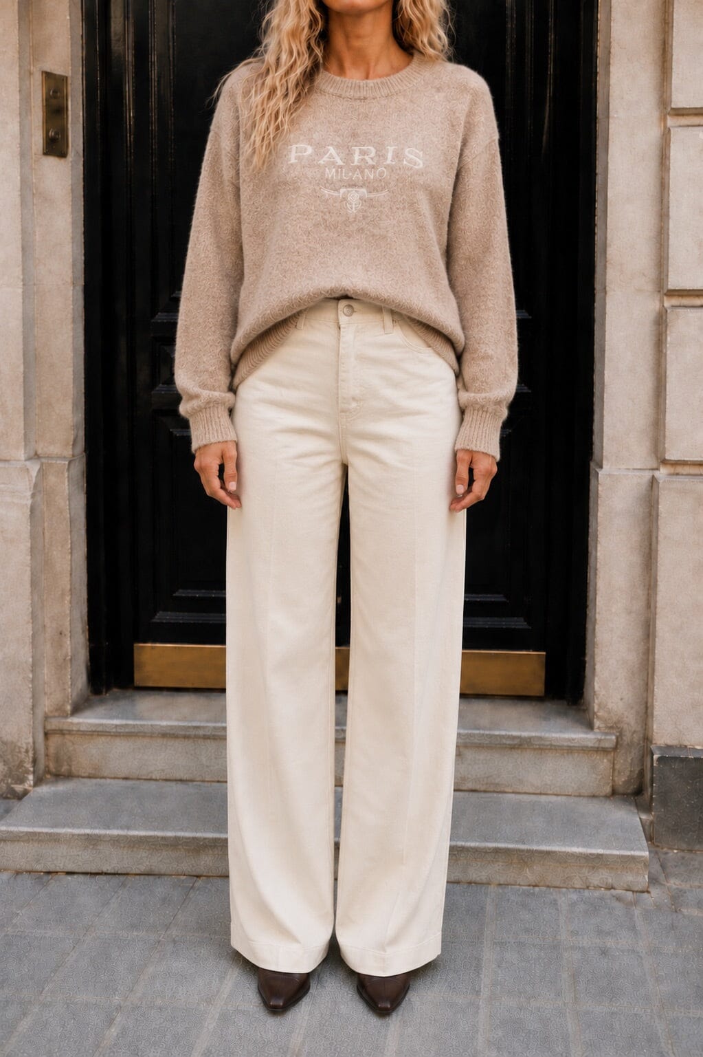 A-Bee - Ottilia Knit - Taupe Strikbluser 