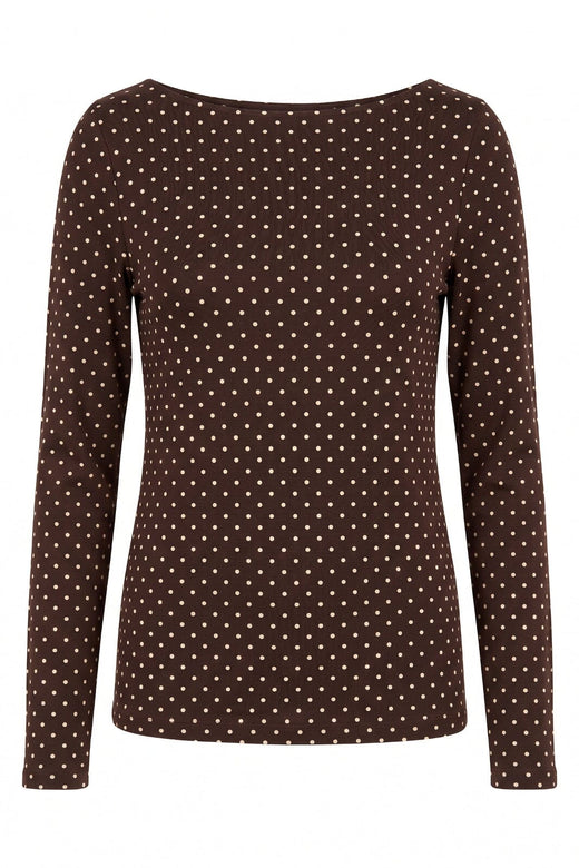 A-Bee - Poppy 97201 - Brown With Cream Polka Dot Bluser 