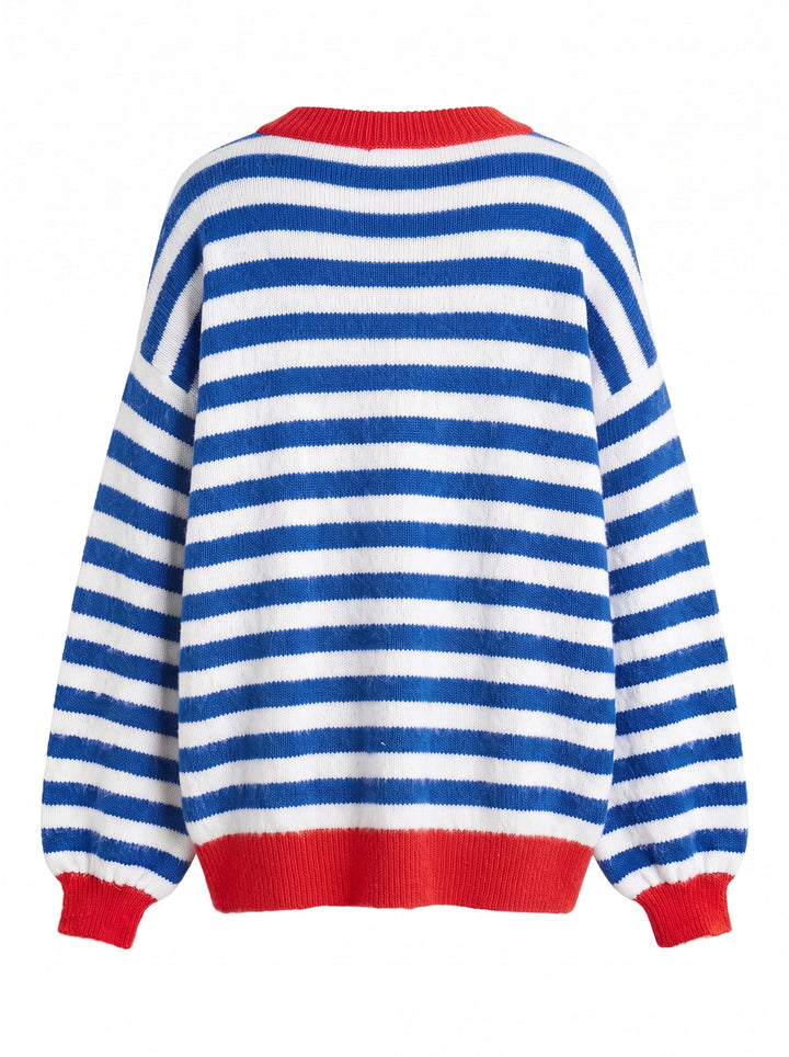 A-Bee - Savannah W6038 - Blue / White Stripe, Red Trim Strikbluser 