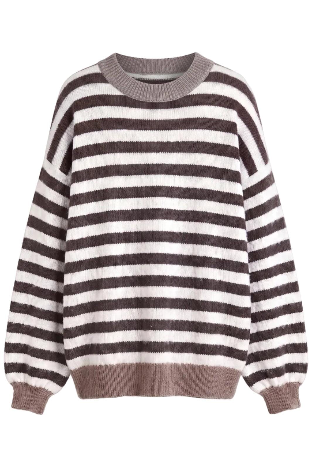 A-Bee - Savannah W6038 - Brown / Taupe Stripe Strikbluser 