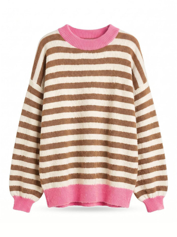 A-Bee - Savannah W6038 - Camel / Cream Stripe, Pink Trim Strikbluser 