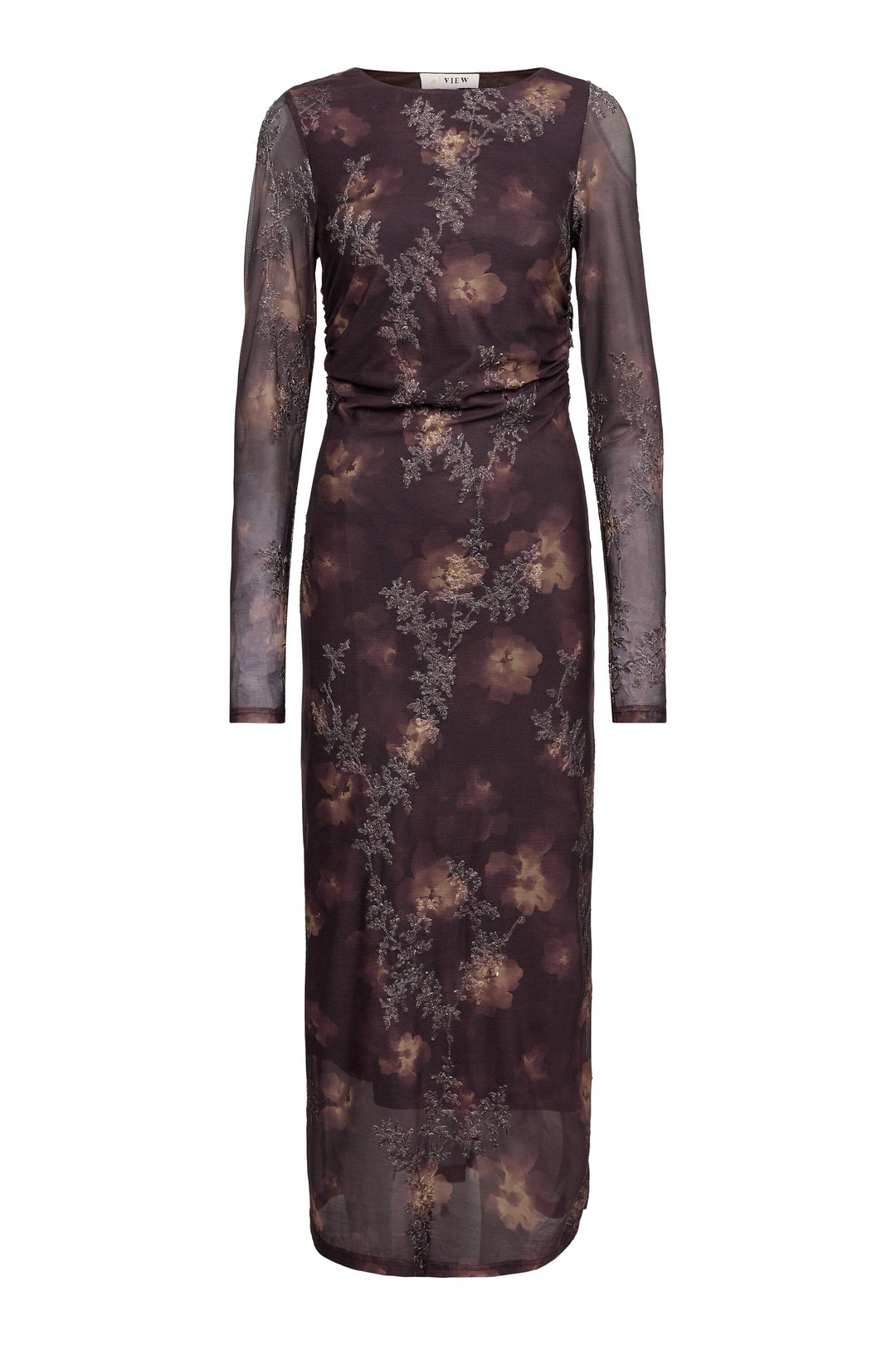 A-View - Belena L/S Dress AV8243 - 156 - Brown/Sand Kjoler 