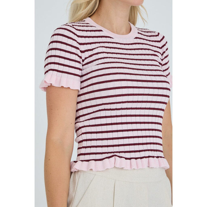 A-View - Fabi Knit Top AV7079 - 373 - Bordeaux/Rose T-shirts 