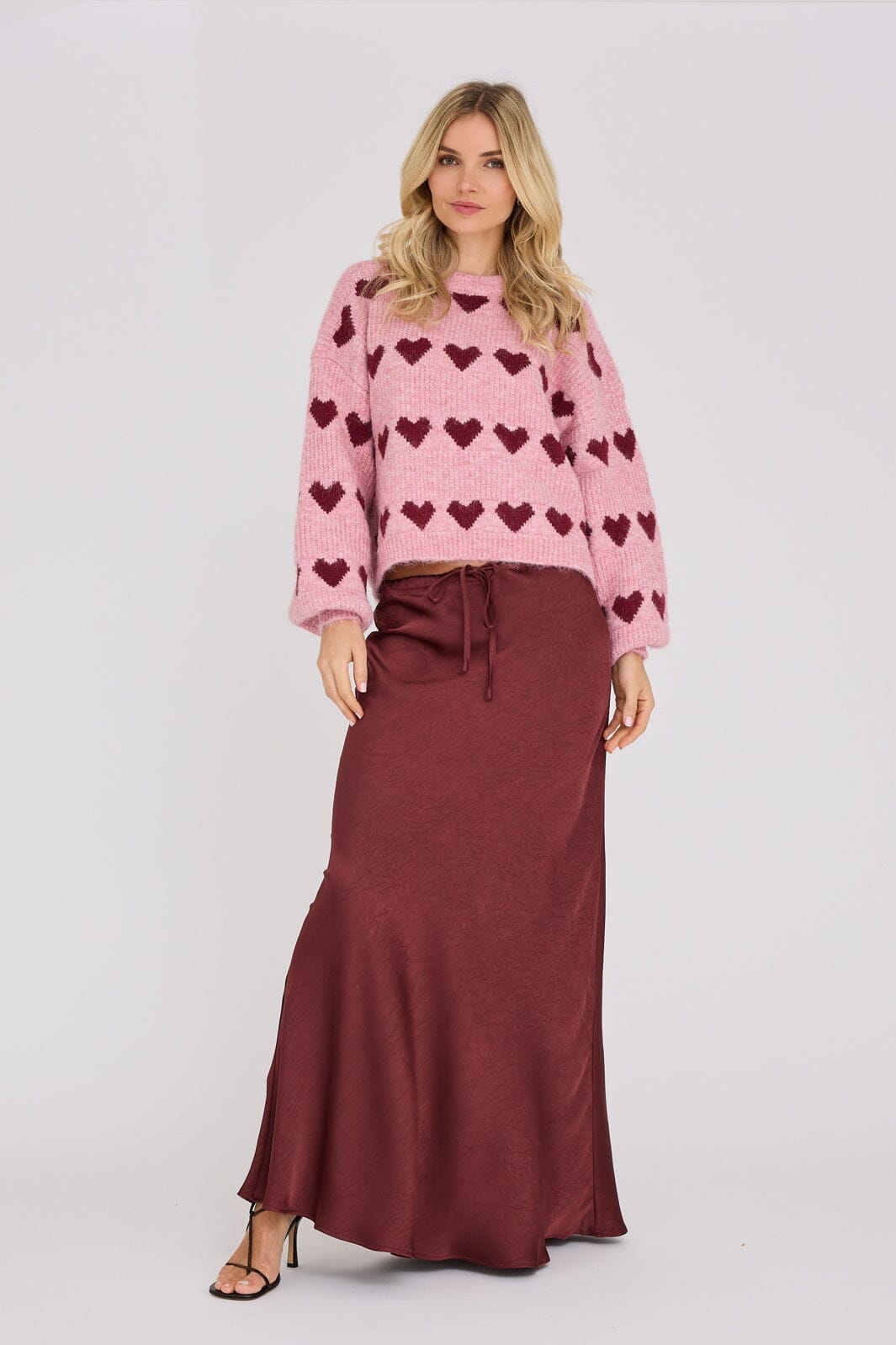 A-View - Heart Knit Pullover AV6034 - 373 - Bordeaux/Rose