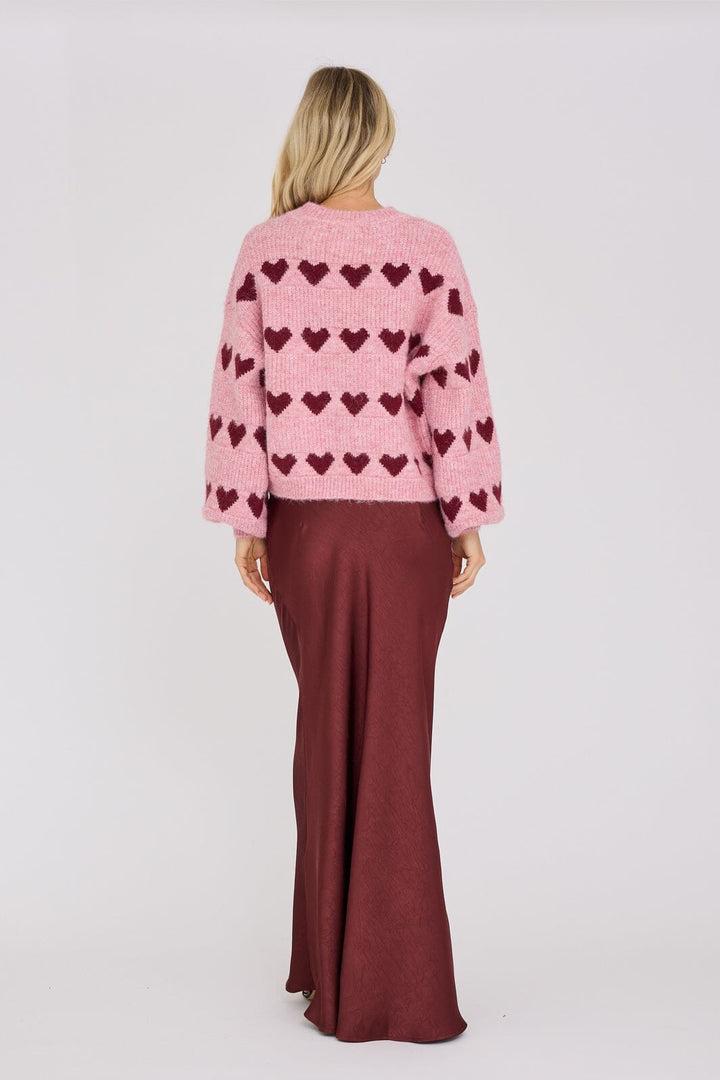 A-View - Heart Knit Pullover AV6034 - 373 - Bordeaux/Rose