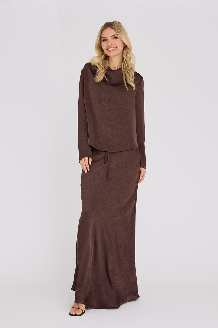 A-View - Sinda Drape Blouse AV8253 - 194 - Dark Brown