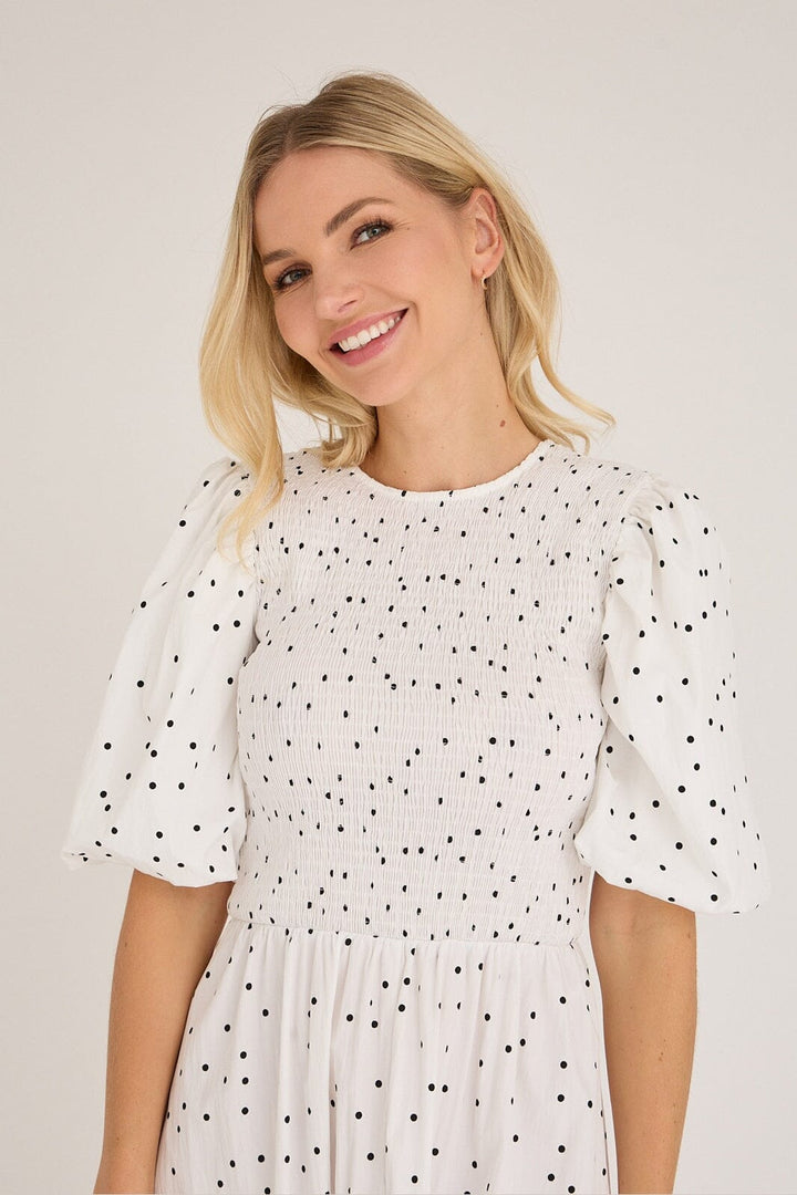 A-View - Tabita Dot Dress AV8164 - 019 - White With Black Dots