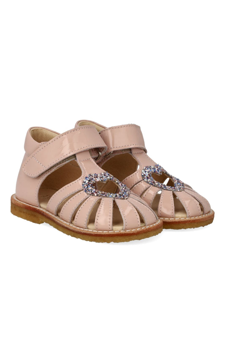 Angulus - Hjertesandal Med Glitter Og Velcrolukning 0572-102 - 4460 - Rosebud/Pastel Multi Glitter