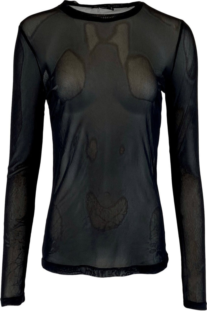 Black Colour - Annie Mesh Blouse - Black Bluser 