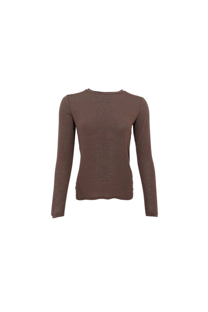 Black Colour - Bcalba Ls Tee 41260 - Shirts,Mesh & Basic Blouses - Coffee Solid