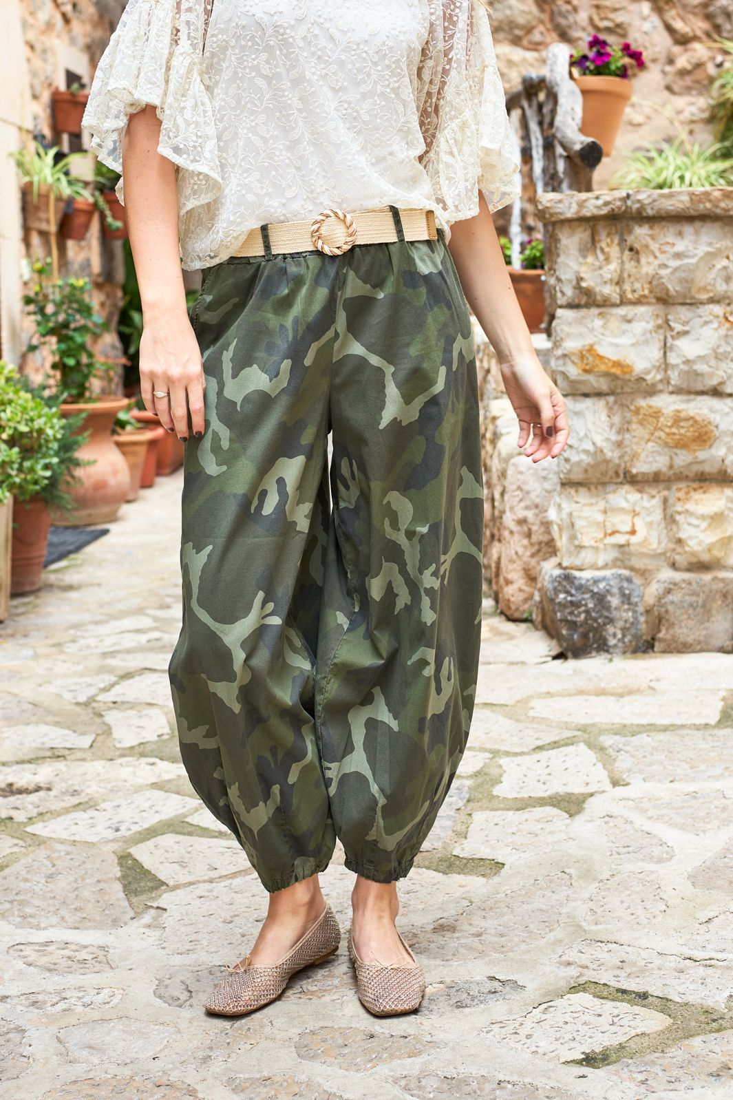 Black Colour - Bcally Balloon Pant 41202 - Army Camouflage