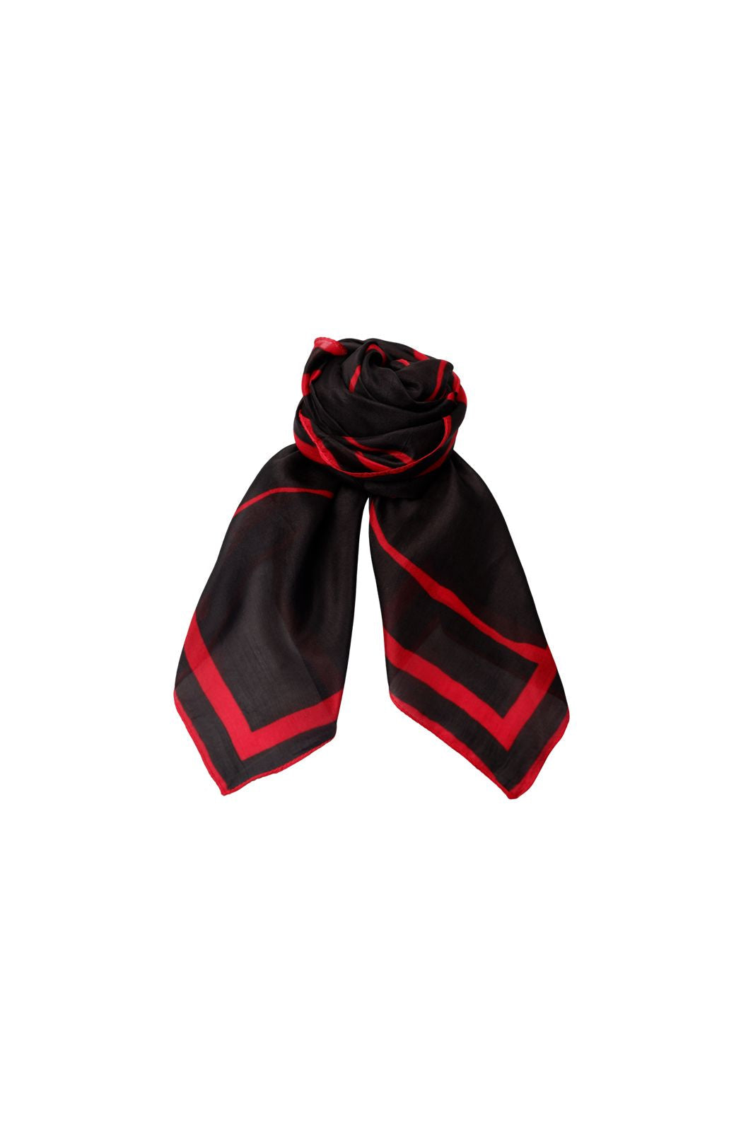 Black Colour - Bccarrie Silk Scarf 208368 - Black Red