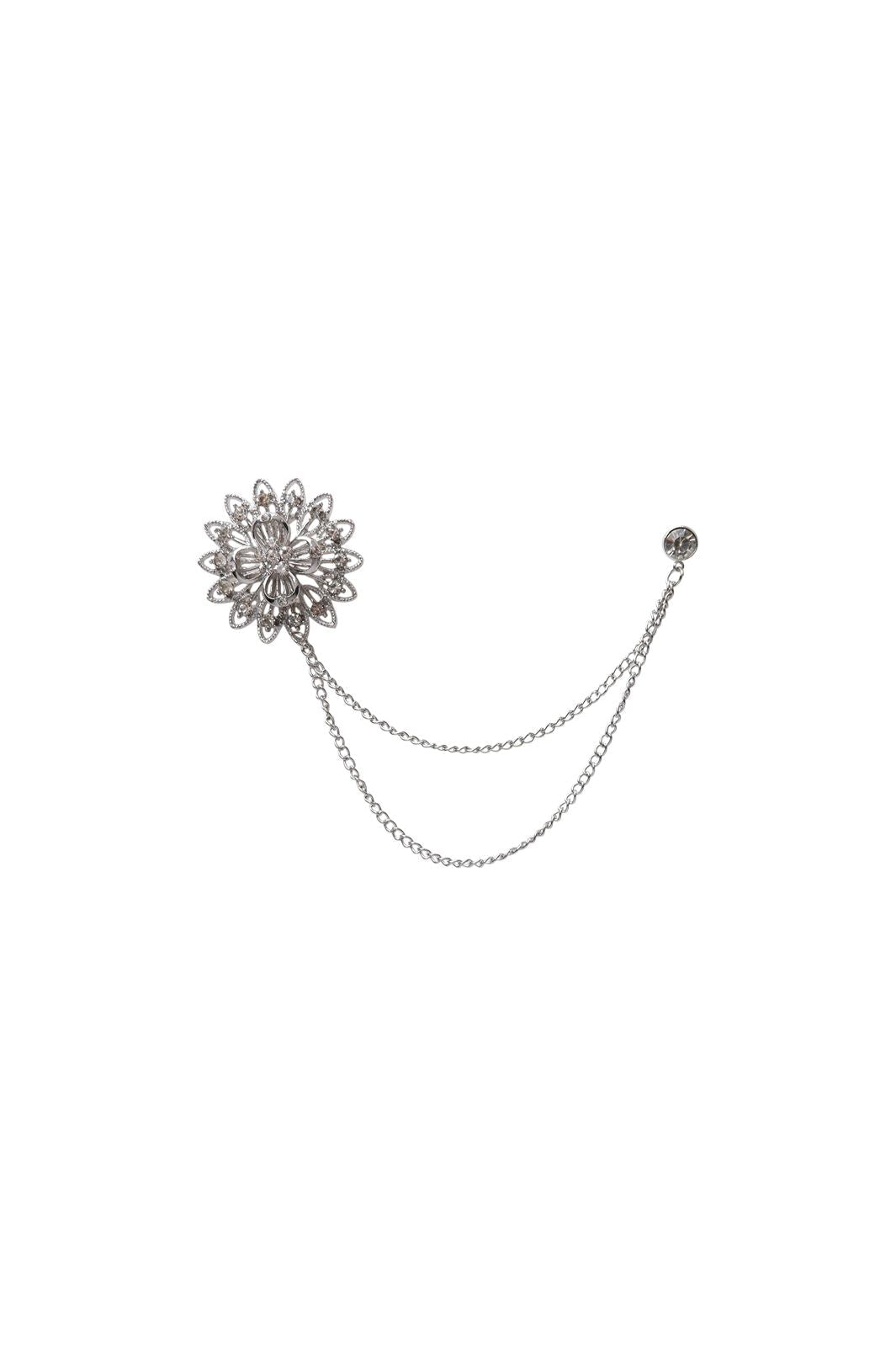 Black Colour - Bccrown Brooch Pin-Set 4552 - Silver Coloured