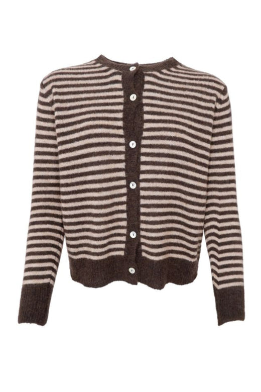 Black Colour - Bcdell Striped Knit Cardigan 1257 - Coffee