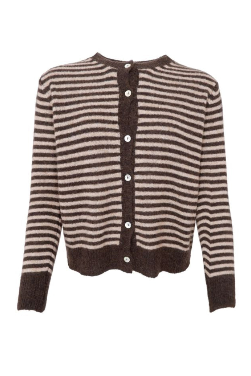 Black Colour - Bcdell Striped Knit Cardigan 1257 - Coffee