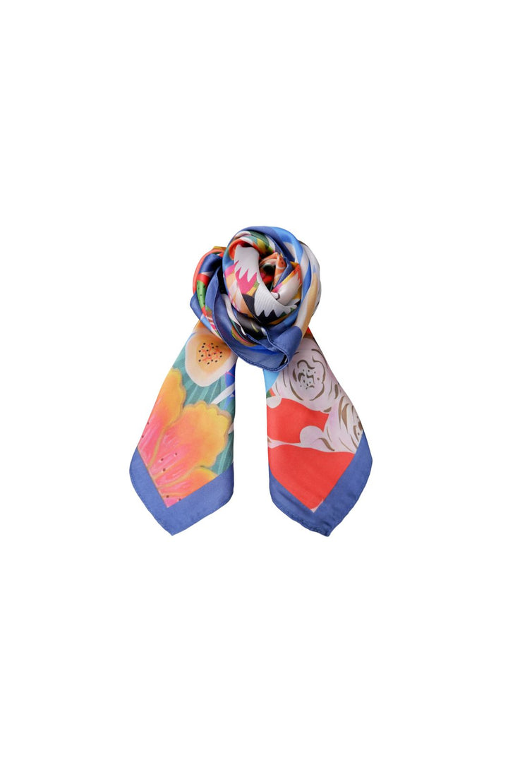 Black Colour - Bceden Mini Scarf 3688 - Multi Blue