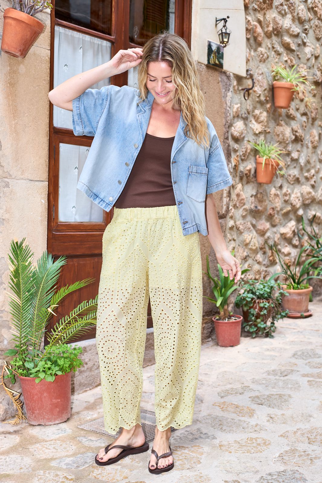 Black Colour - Bcfrey Barrel Lace Pant 41196 - Lt. Yellow