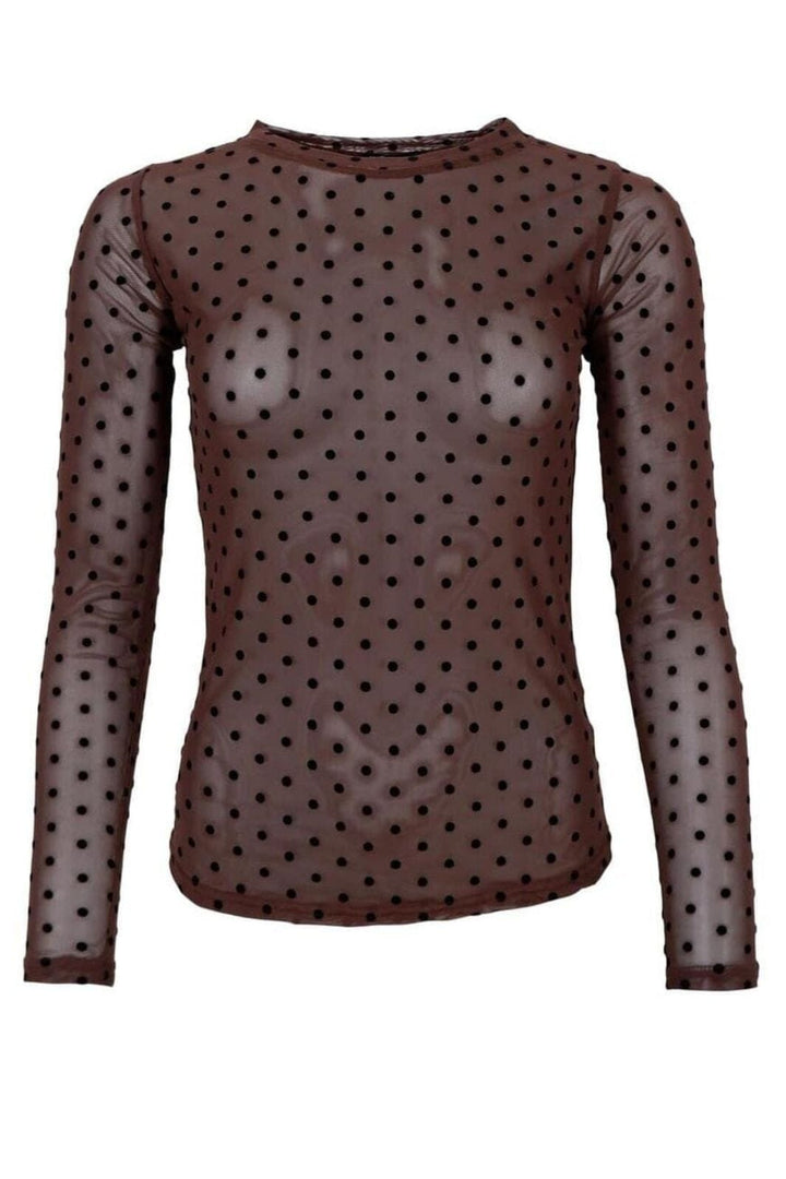 Black Colour - Bcjennie Dotted Mesh Blouse 40611 - Shirts - Coffee Bluser 