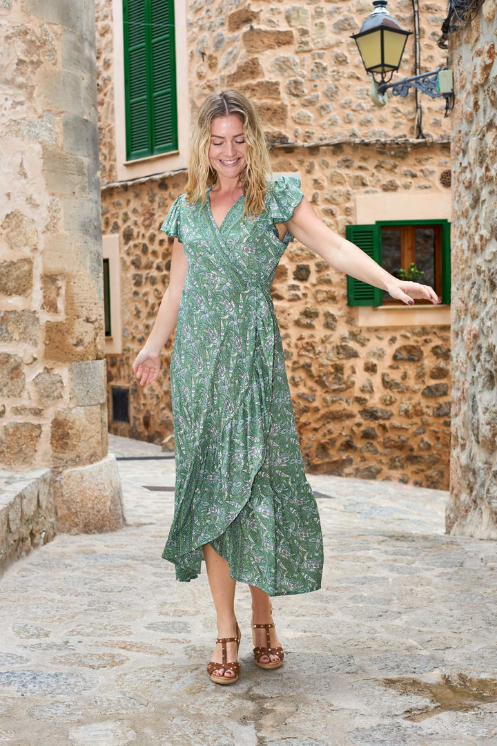 Black Colour - Bcluna Flared Wrap Dress 39151 - Glory Green