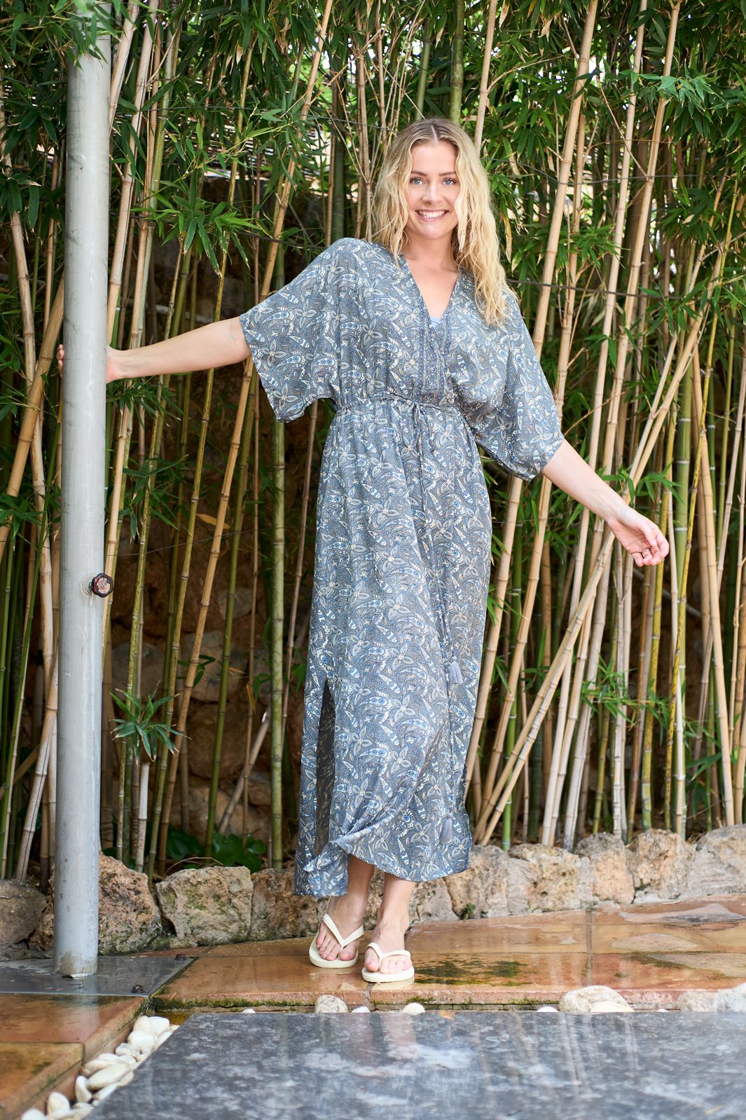 Black Colour - Bcluna Long V-Neck Dress 39215 - Glory Blue Limited
