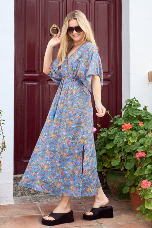 Black Colour - Bcluna Long V-Neck Dress 39215 - Violet Blue