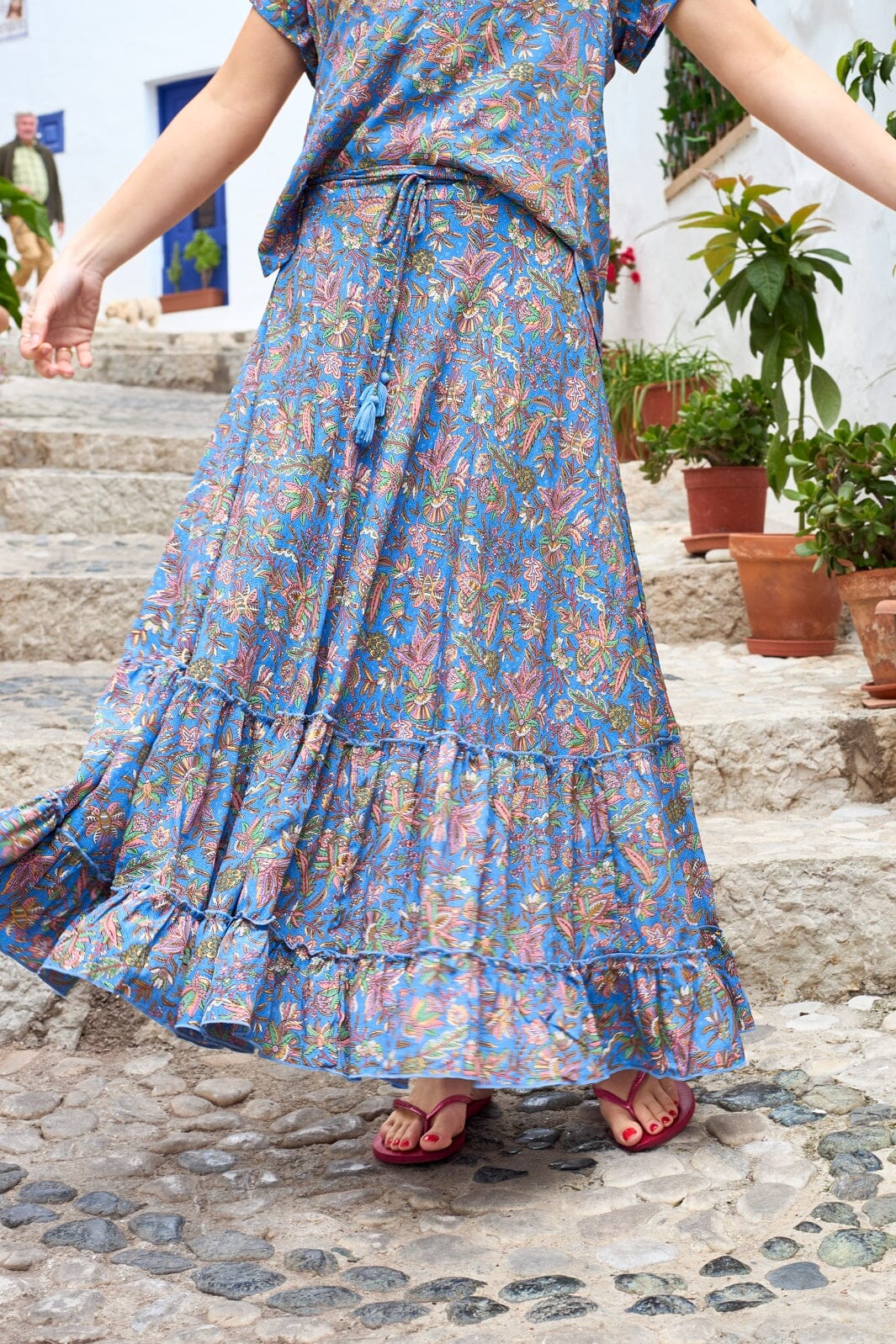 Black Colour - Bcluna Maxi Frill Skirt 39133 - Violet Blue