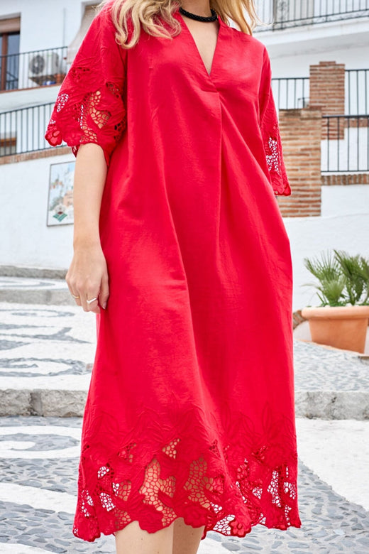 Black Colour - Bcmadicken Long Dress 41146 - Red