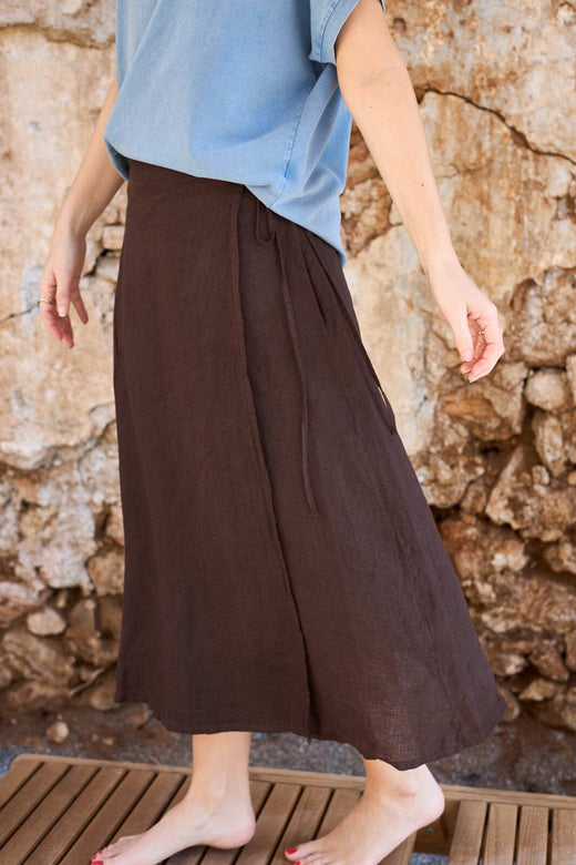Black Colour - Bcmelina Linen Wrap Skirt 41103 - Coffee Nederdele 