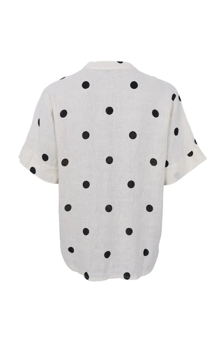 Black Colour - Bcmelina Ss Linen Shirt 41104 - Dot Skjorter 