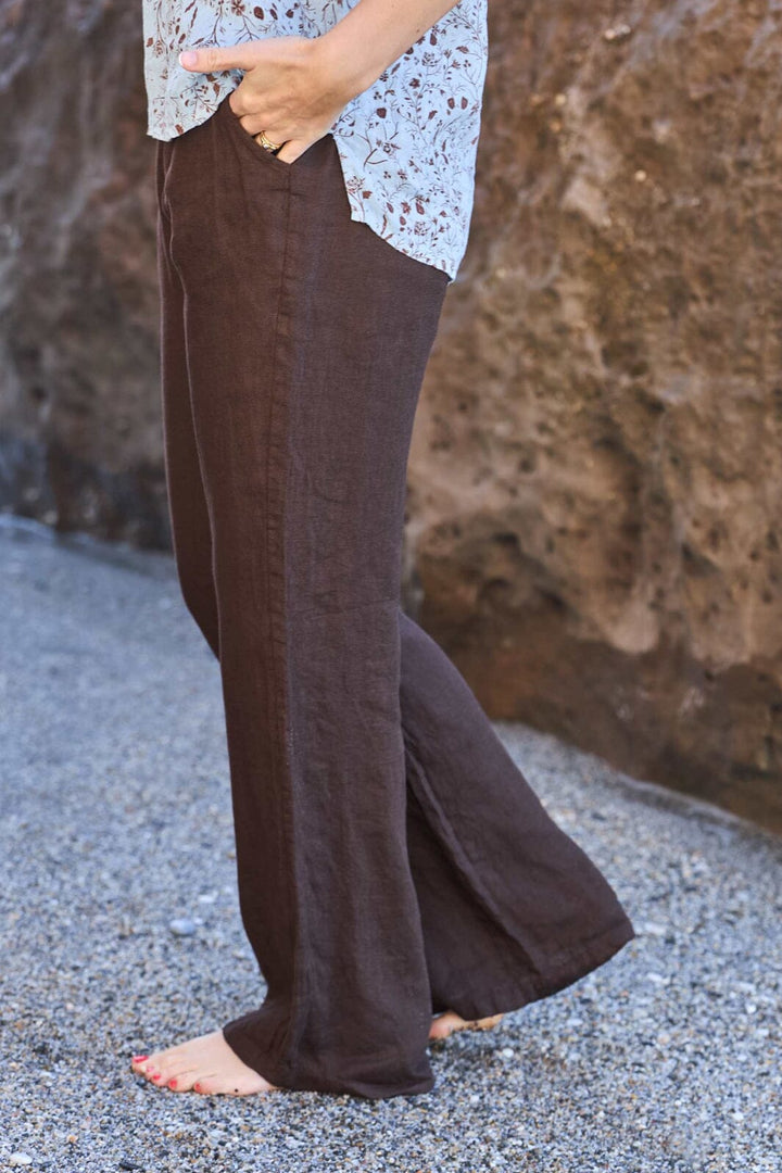 Black Colour - Bcmelina Wide Linen Pant 41114 - Coffee Bukser 