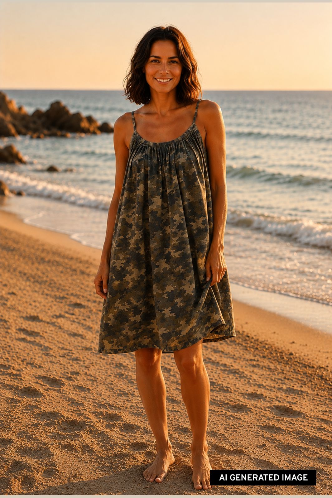 Black Colour - Bcminna Short Strap Dress 41294 - Camouflage