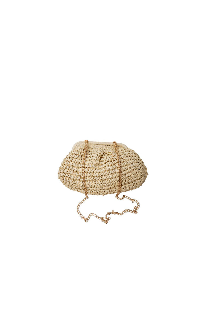 Black Colour - Bczoey Straw Clutch 9384 - Natural