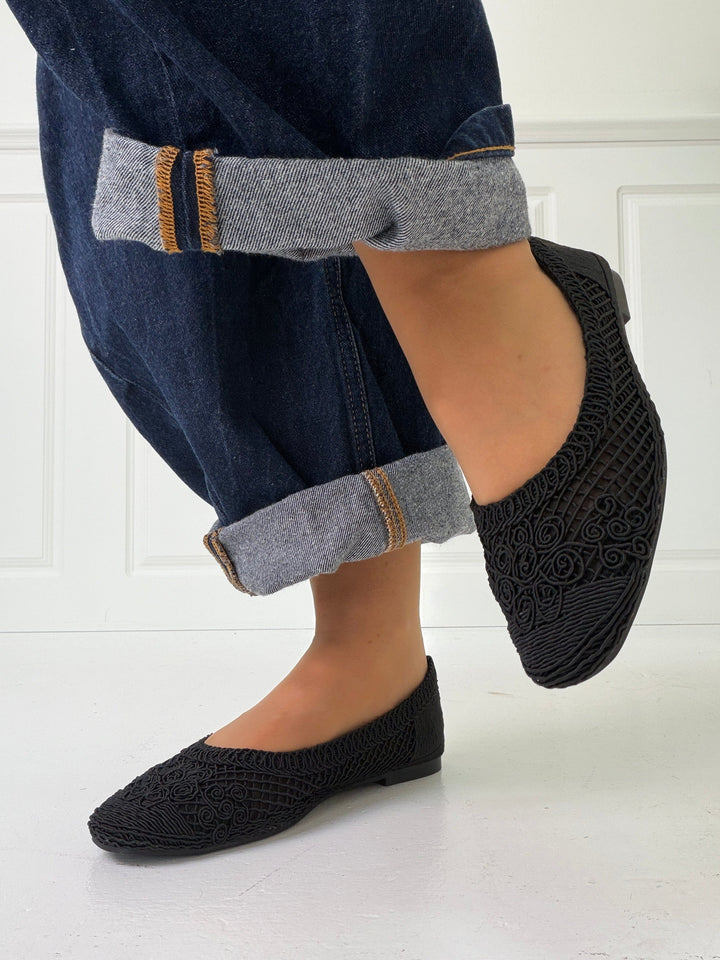 Bloom - Gladiolus Ballet Flats - Black Ballerinaer 