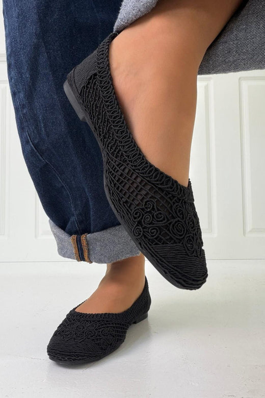 Bloom - Gladiolus Ballet Flats - Black Ballerinaer 