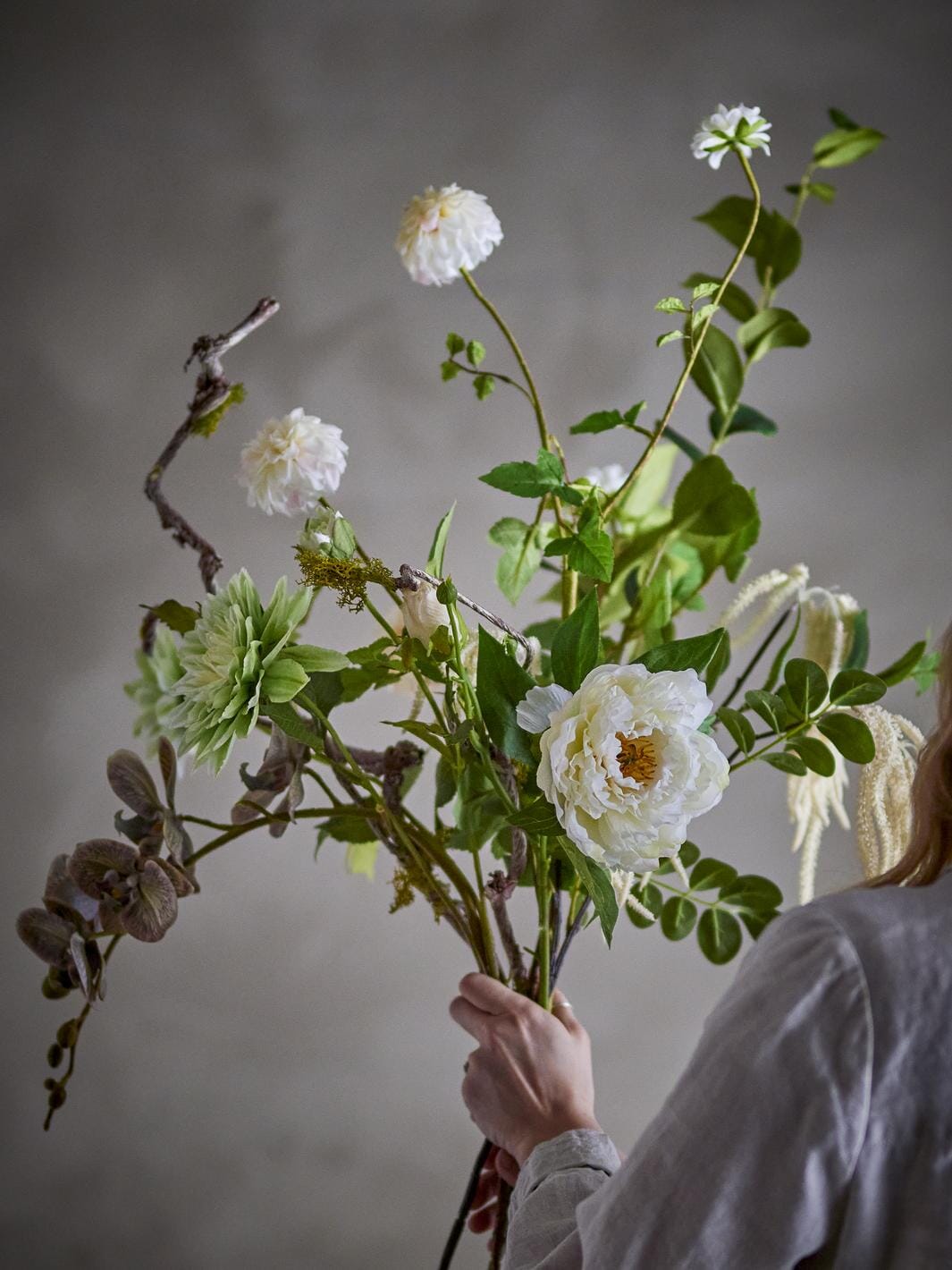 Bloomingville - Rise Buket, Hvid, Kunstige Blomster 82072745 - White