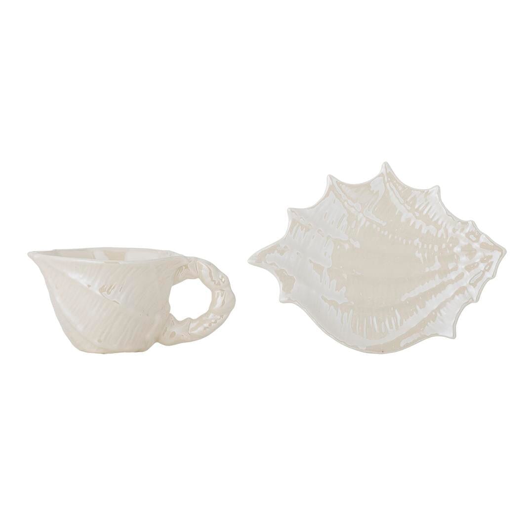 Bloomingville - Shellie Kop m/underkop, Hvid, Stentøj 82072685 - White