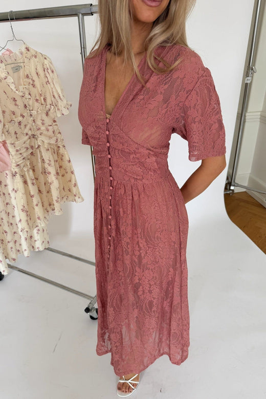 BYIC - Adeliaic Long Dress A23876 - Dusty Rose Lace Kjoler 