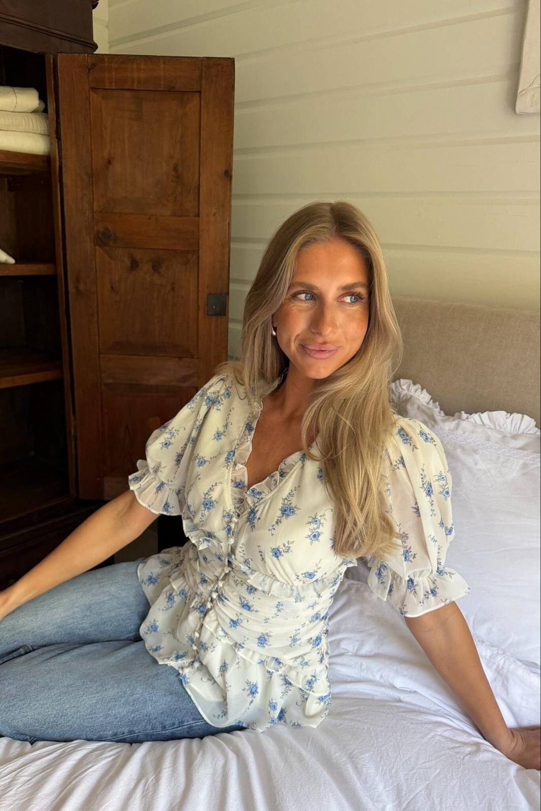 BYIC - Arielic Blouse A25221 - Off White Vintage Blue Bluser 