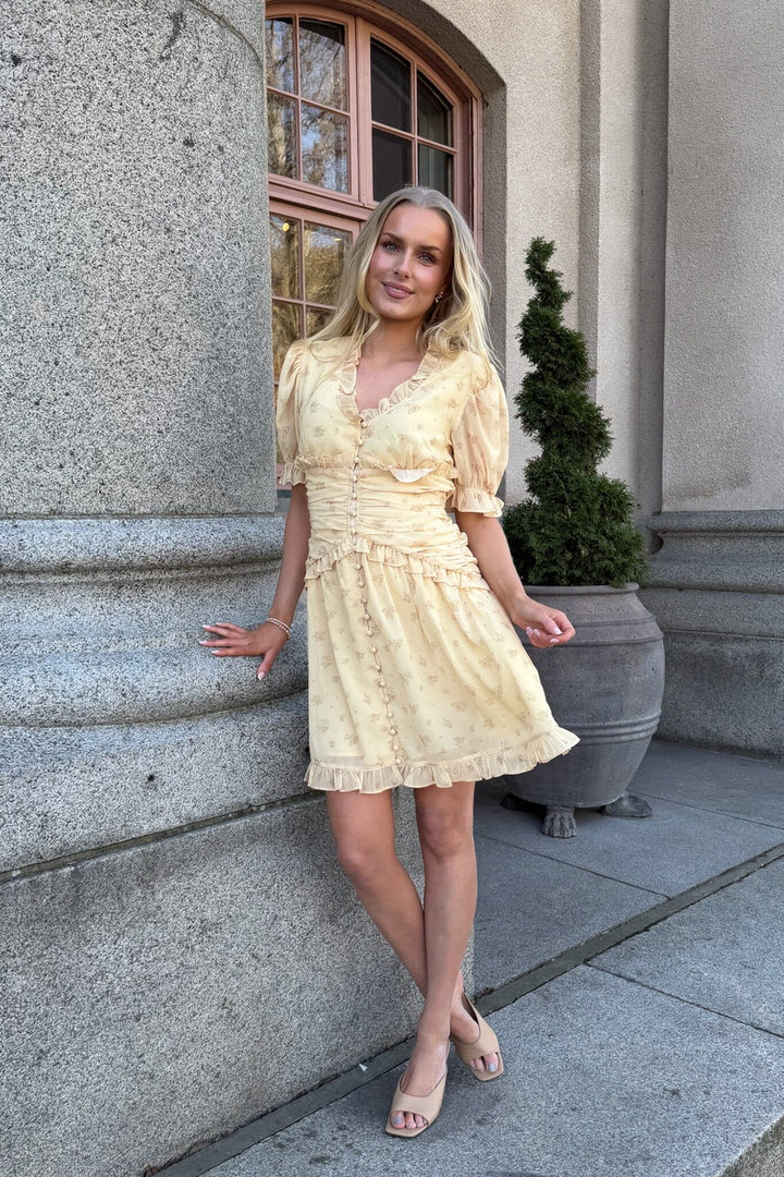 BYIC - Arielic Dress A25220 - Yellow Flower Print Kjoler 