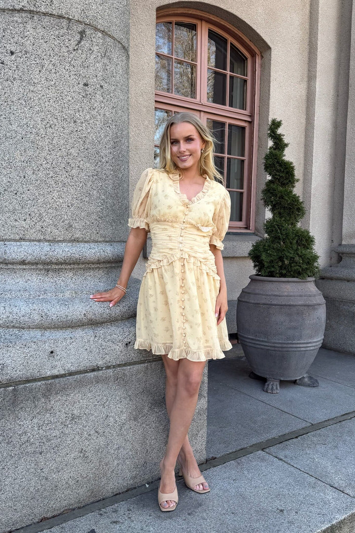 BYIC - Arielic Dress A25220 - Yellow Flower Print Kjoler 