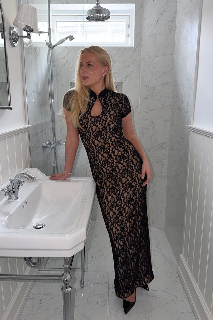 Byic - Cleoic Long Dress A25387 - Black Lace Kjoler 