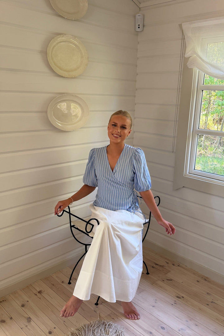 BYIC - Ellaic Wrap Top A25230 - Blue White Stripes Bluser 