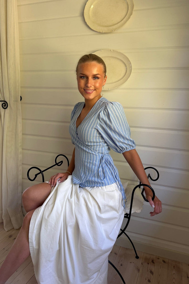 BYIC - Ellaic Wrap Top A25230 - Blue White Stripes Bluser 