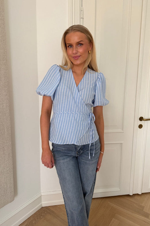 BYIC - Ellaic Wrap Top A25230 - Blue White Stripes