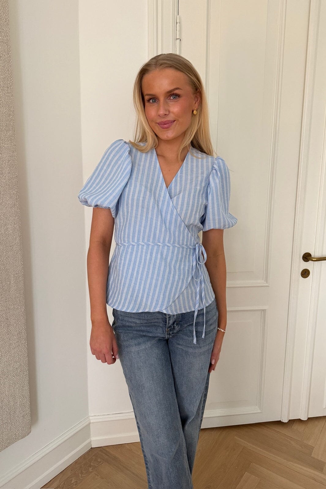 BYIC - Ellaic Wrap Top A25230 - Blue White Stripes
