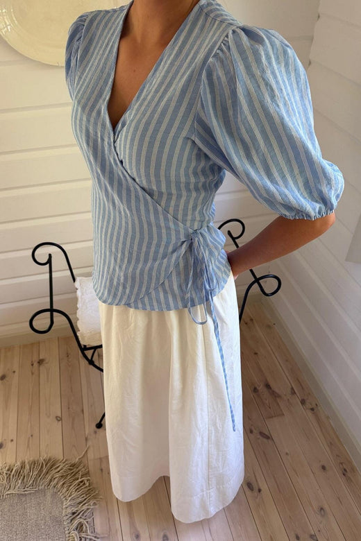 BYIC - Ellaic Wrap Top A25230 - Blue White Stripes Bluser 