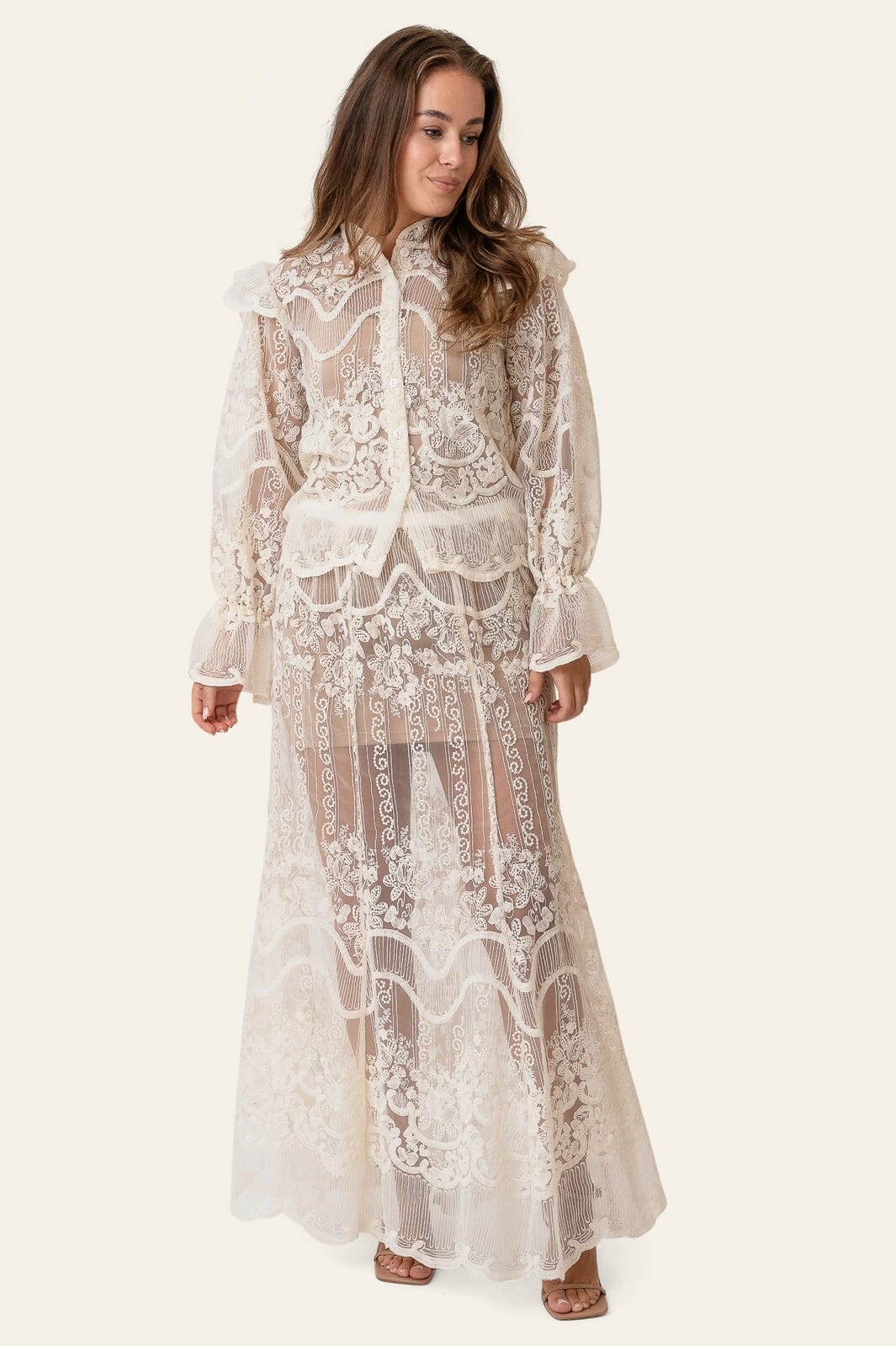 BYIC - Ellinoric Lace Maxi Skirt 2565 - Off White